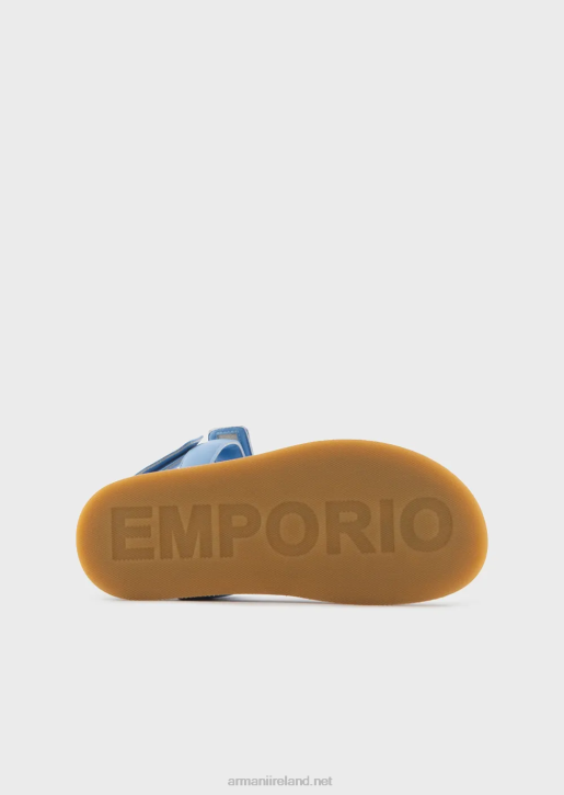 Women 086V539 Double-Band Sandals In Nappa Leather With Ea Logo Armani Azure