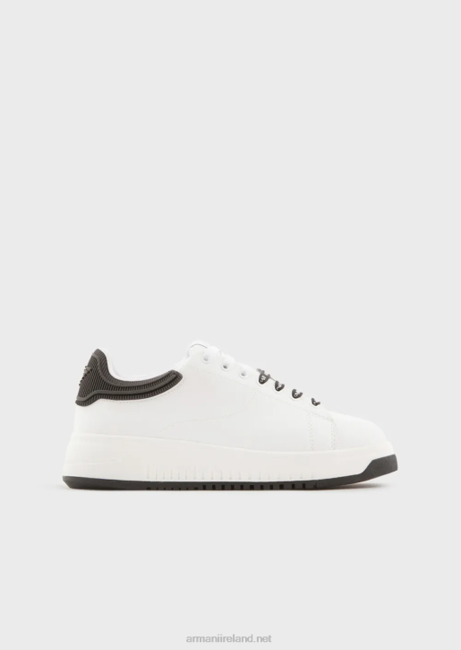 Women 086V553 Leather Sneakers With Rubber Backs Armani Bianco E Nero