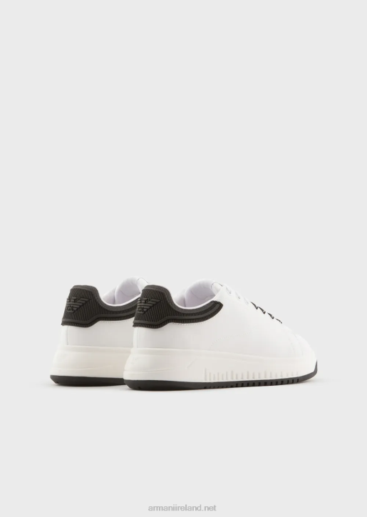 Women 086V553 Leather Sneakers With Rubber Backs Armani Bianco E Nero