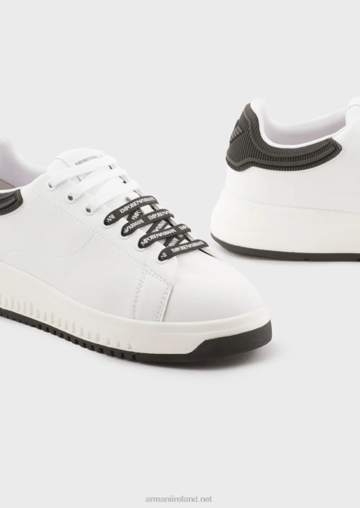 Women 086V553 Leather Sneakers With Rubber Backs Armani Bianco E Nero