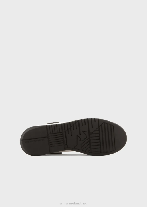 Women 086V553 Leather Sneakers With Rubber Backs Armani Bianco E Nero