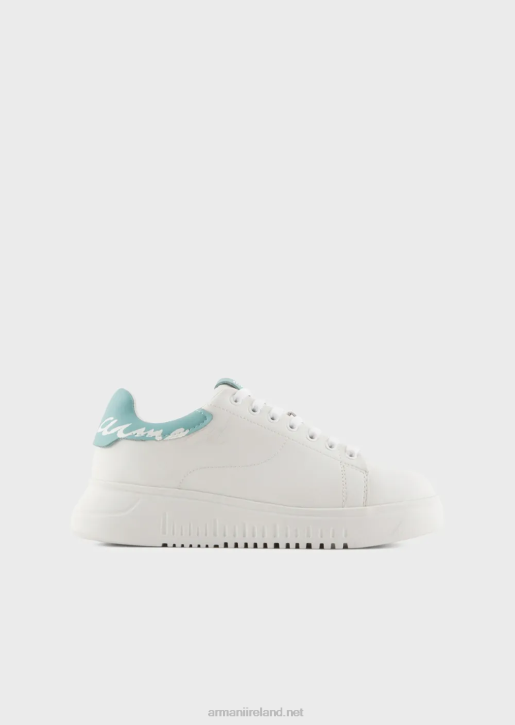 Women 086V554 Nappa-Leather Sneakers With Back Signature Logo Armani White
