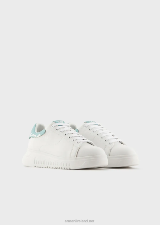 Women 086V554 Nappa-Leather Sneakers With Back Signature Logo Armani White