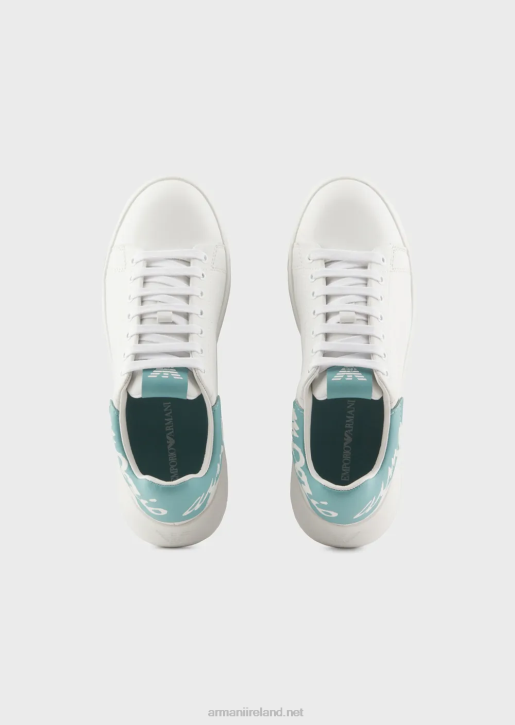 Women 086V554 Nappa-Leather Sneakers With Back Signature Logo Armani White