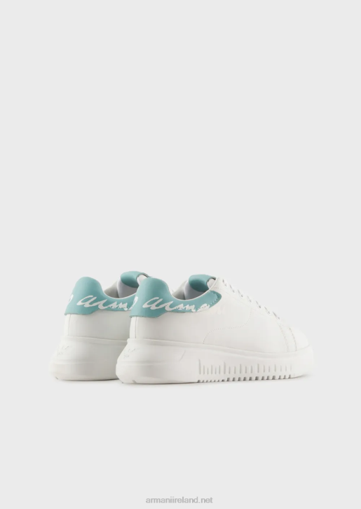Women 086V554 Nappa-Leather Sneakers With Back Signature Logo Armani White