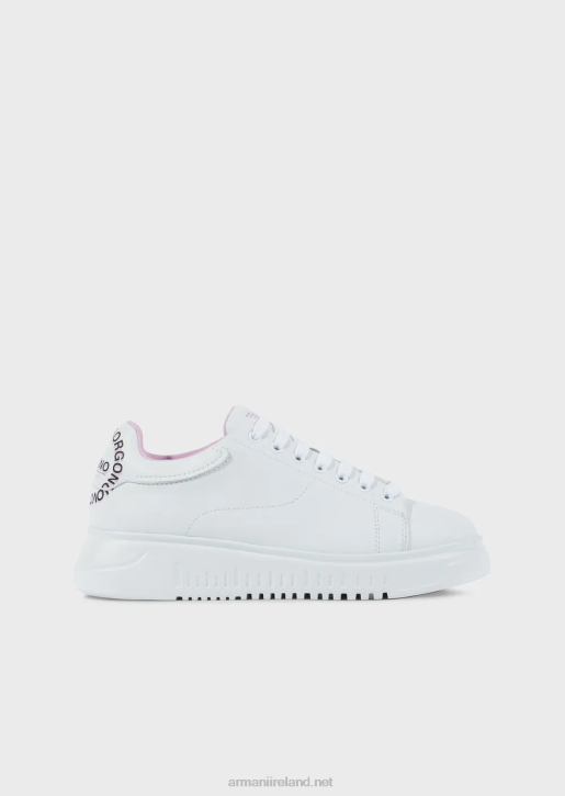 Women 086V556 Action-Leather Sneakers With Borgonuovo Milano Logo Armani White