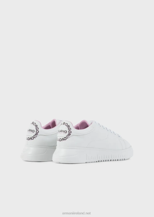 Women 086V556 Action-Leather Sneakers With Borgonuovo Milano Logo Armani White