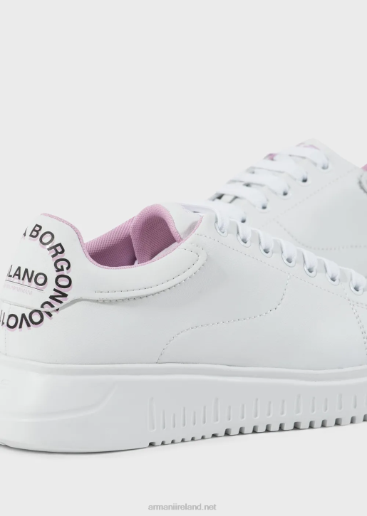 Women 086V556 Action-Leather Sneakers With Borgonuovo Milano Logo Armani White