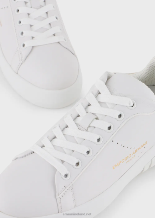 Women 086V557 Leather Sneakers With Laminated Back Armani White Logo