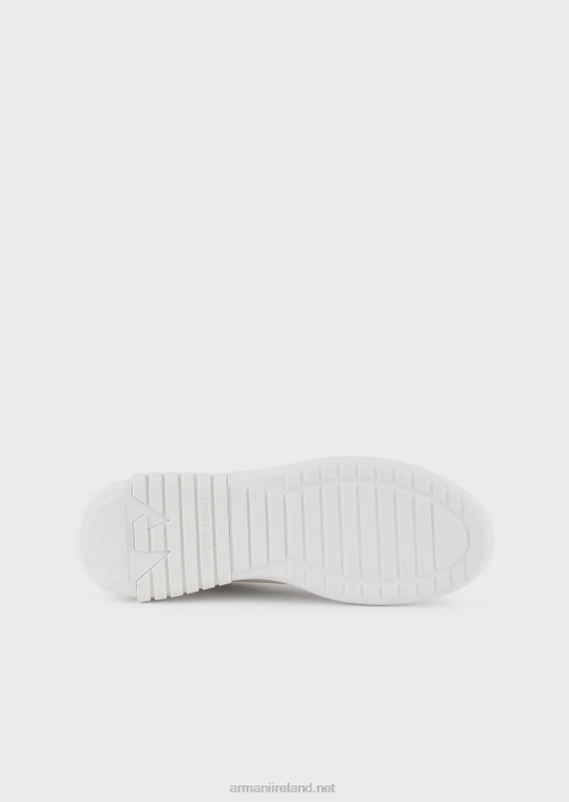 Women 086V557 Leather Sneakers With Laminated Back Armani White Logo