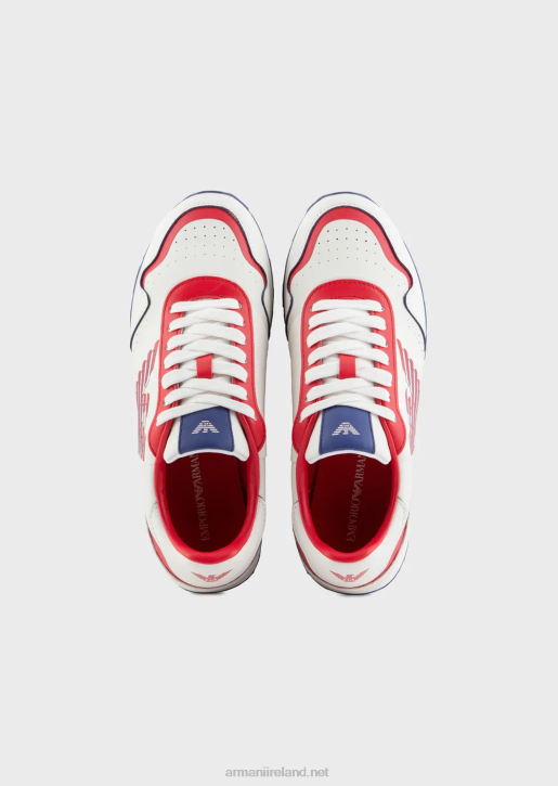 Women 086V566 Leather Sneakers With Contrasting Eagle Armani Multicolour