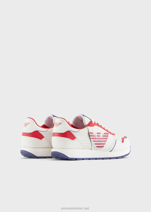 Women 086V566 Leather Sneakers With Contrasting Eagle Armani Multicolour