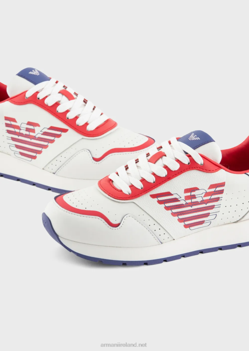 Women 086V566 Leather Sneakers With Contrasting Eagle Armani Multicolour