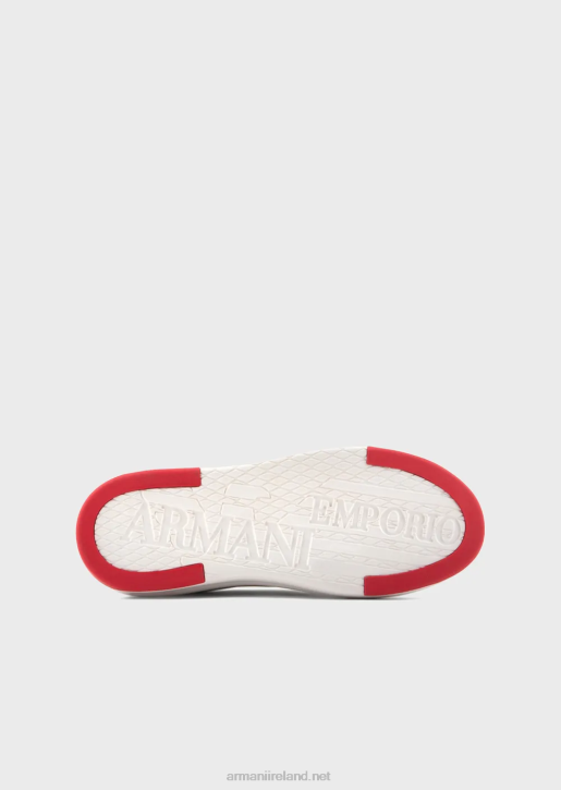 Women 086V570 Leather And Nylon Sneakers With Brushstroke Logo Armani White