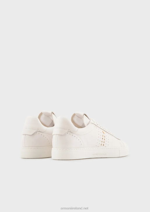Women 086V571 Leather Sneakers With Studs And Perforated Motif Armani White Logo