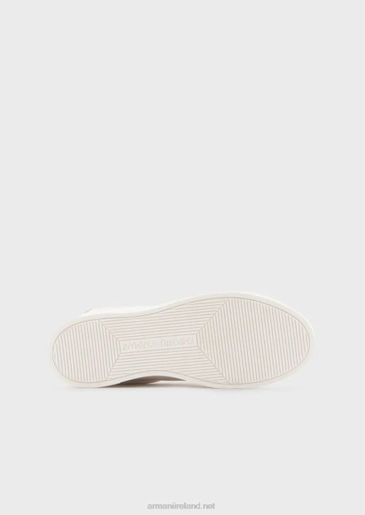 Women 086V571 Leather Sneakers With Studs And Perforated Motif Armani White Logo